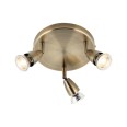 Amalfi 3 Spotlights on a Round Base Ceiling Light in Antique Brass using GU10 Lamps (not included), Adjustable Spots, Dimmable