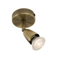 Amalfi 1 Spotlight on a Round Base Ceiling/Wall Light in Antique Brass using a GU10 Lamp (not included), Adjustable and Dimmable
