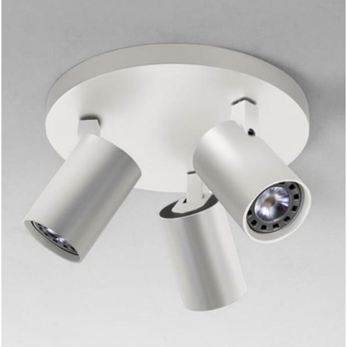 Ascoli Triple Ceiling Spotlight on a Round Base in Textured White, Adjustable GU10 Spots, Astro 1286002