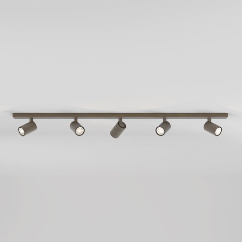 Ascoli Five GU10 Adjustable Spotlights LED 6W max. on a Bar in Bronze Dimmable, Astro 1286060