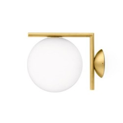 Flos iC C/W1 Brass Wall or Ceiling Lamp with 20cm Opal Diffuser design Michael Anastassiades