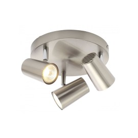 Triple Satin Nickel Ceiling Spotlight Fitting on a Round Base using 3 x GU10 max. 35W IP20 rated