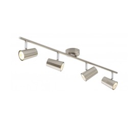 Four Satin Nickel Ceiling Spotlight Bar on a Round Base using 4 x GU10 max. 35W IP20 rated
