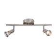 Twin Bar 2 x GU10 Spotlight in Brushed Chrome IP20, Wall/Ceiling Dimmable Adjustable Spots