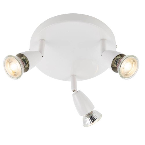 Amalfi 3 Light GU10 Spotlight on Round Ceiling Plate in Gloss White for Ceiling Lighting, Adjustable and Dimmable Heads