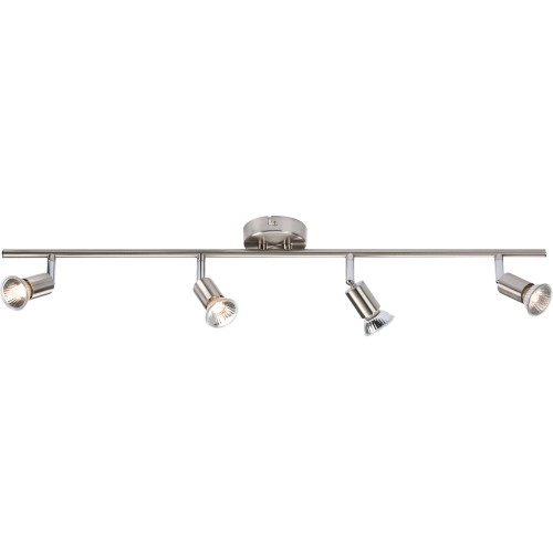 Quad Bar 4 x GU10 Spotlight in Brushed Chrome IP20, Wall/Ceiling Dimmable Adjustable Spots