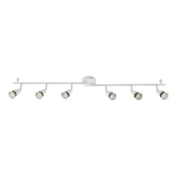Amalfi Six Light Spotlight Bar in Gloss White for Ceiling Lighting using 6x GU10 max. 50W lamps, Fully Adjustable