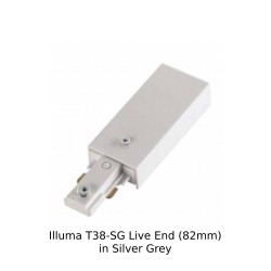 Illuma T38-SG Live End (82mm) in Silver Grey - Incoming Mains End Feed - for 1-circuit Illuma Mains Track System