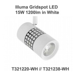 Illuma Gridspot 15W 1200lm Dimmable LED Track Spotlight with Single Circuit Track Adaptor SDL with different Beams, Colour Temp, and Finishes