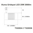 Illuma Gridspot 25W 2000lm Dimmable LED Track Spotlight SDL for Single Circuit Track System with different Beams, Colour Temp, and Finishes