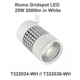 Illuma Gridspot 25W 2000lm Dimmable LED Track Spotlight SDL for Single Circuit Track System with different Beams, Colour Temp, and Finishes