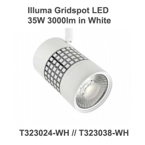 Illuma Gridspot 35W 3000lm Dimmable LED Track Spotlight SDL for Single Circuit Track System with different Beams, Colour Temp, and Finishes