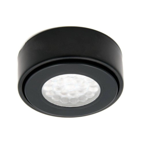 Matt Black Round Under-cabinet LED Light 1.5W 4000K Cool White 150lm IP44 Rated with 1.5m Cable