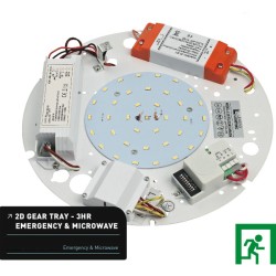 17W 2D LED Gear Tray 4000K 1700lm with 3h Emergency and Microwave Sensor
