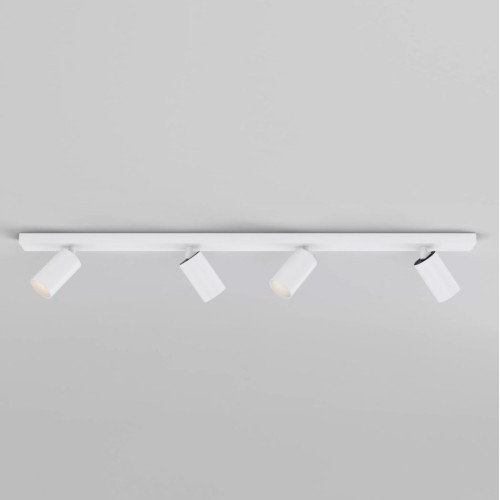 Can 50 Four Adjustable LED Spotlights on a Bar in Matt White 30.3W 3000K Dimmable for Wall / Ceiling Astro 1396013