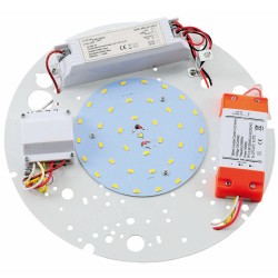 240V 17W Round 2D LED Gear Tray 4000K 2000lm with 3h Emergency Pack, 263mm diameter IP20 rated