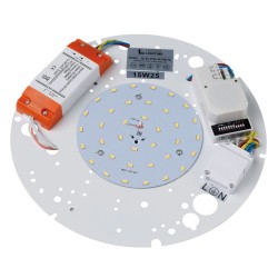 240V 17W Round 2D LED Gear Tray 4000K 2000lm with Microwave Sensor, 263mm diameter IP20 rated