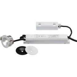 230V IP20 3W LED Emergency Downlight 6000K 120lm Non-maintained with Aluminium, White, and Black Bezels for Exit Routes