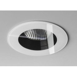 IP65 Vetro Round LED Downlight in White using a 6W 3000K 629lm Dimmable COB LED, Astro 1254013