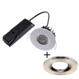 ELAN LED Fixed Downlight 8W 3000K 790lm IP65 Dimmable Fire Rated with Satin Nickel Bezel and 60 deg Beam ELAN-3K-SN