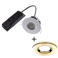 ELAN LED Fixed Downlight 8W 3000K 790lm IP65 Dimmable Fire Rated with Brass Bezel and 60 deg Beam ELAN-3K-BR