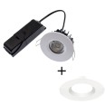 ELAN LED Fixed Downlight 8W 4000K 820lm IP65 Dimmable Fire Rated with Matt White Bezel with 60 deg Beam ELAN-4K-MW