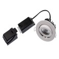 ELAN LED 8W 4000K Fire Rated Tilt Downlight Dimmable with White Bezel IP20 rated 820lm 60deg Beam