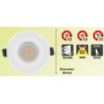 IP65 Matt White Fixed Fire Rated LED Downlight 9W 3000K 640lm Dimmable 36 deg Beam 70mm Cutout Integral LED Lux Fire
