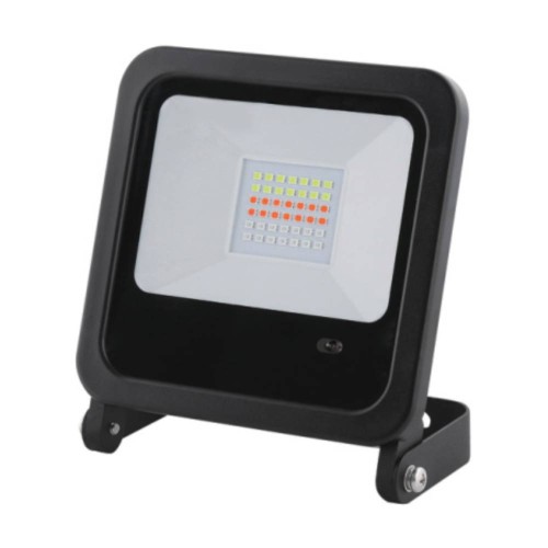 IP65 30W Compact RGB LED Floodlight Dimmable in Black with Remote Control 1200lm Integral LED ILFLRGB030