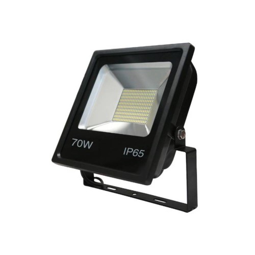 70W SMD LED Floodlight 6500K 6100lm in Black IP65 rated with Bracket for Security and Outdoor Lighting