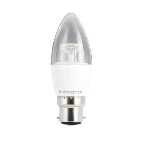 4.9W B22/BC 470lm LED Candle Bulb 2700K Dimmable 240 deg Beam Clear Integral LED ILCANDB22DC030