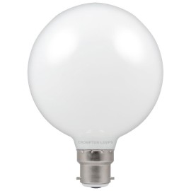 7W BC-B22d LED Opal Globe Lamp G95 2700K Extra Warm White 806lm, Dimmable LED Filament Globe Crompton 12660
