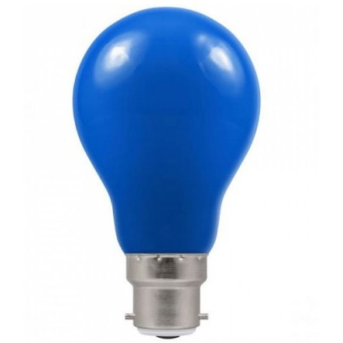 1.5W BC-B22d Blue Coloured LED Lamp with GLS shape and IP65 Rating, Non-Dimmable