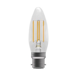 4W BC/B22 Filament Clear Candle LED Lamp Dimmable 2700K Warm White 470lm 300deg Beam
