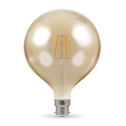 7.5W BC/B22d Dimmable LED Filament Globe Lamp 2200K 638lm, Round Vintage Lamp Antique Bronze