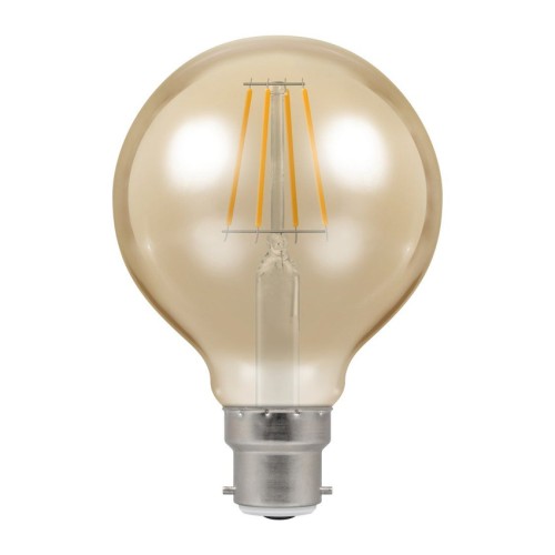 5W BC/B22d Dimmable LED Filament Globe Lamp 2200K 410lm, Round Vintage Lamp Antique Bronze