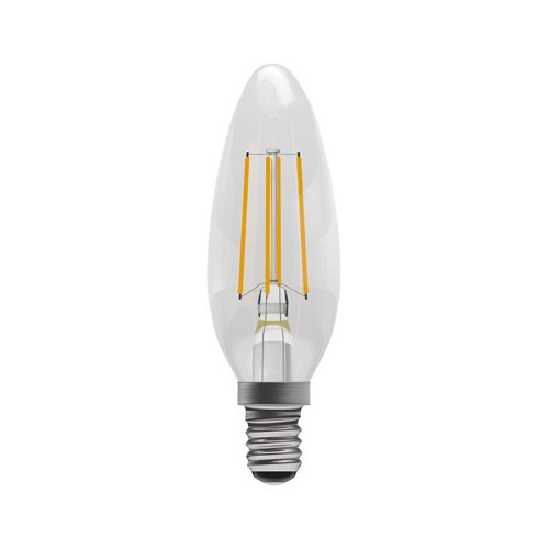 4W LED SES/E14 Dimmable Filament LED Candle Lamp Clear Diffuser 2700K 470lm, Bell 05309