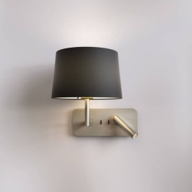 Side by Side Grande USB Matt Nickel Adjustable Wall Lamp Switched 12W LED E27 and a 3.6W LED Reader (no Shade), Astro 1406014