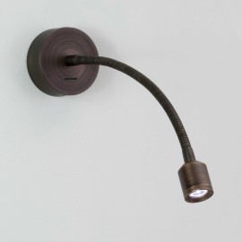 Fosso Switched LED Wall Light in Bronze 2.5W 3000K IP20 Flexible Neck LED Spot, Astro 1138011