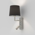 Side by Side Matt Nickel Adjustable Wall Lamp Switched 12W LED E27 and a 4.1W LED Reader (no Shade), Astro 1406003