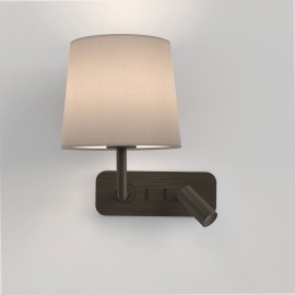 Side by Side Bronze Adjustable Wall Lamp Switched 12W LED E27 and a 4.1W LED Reader (no Shade), Astro 1406004