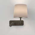 Side by Side Bronze Adjustable Wall Lamp Switched 12W LED E27 and a 4.1W LED Reader (no Shade), Astro 1406004