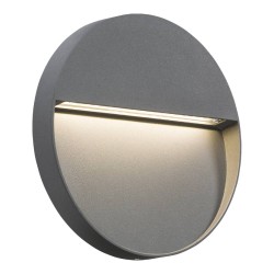 IP44 4W 3500K LED Round Surface Wall Light 220mm dia in Grey, Surface-mounted Wall/Guide Light Non-Dimmable