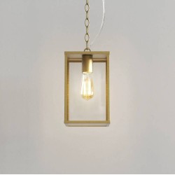 Homefield Pendant 240 in Natural Brass with Transparent Glass IP44 12W E27/ES LED lamp for Exterior Lighting, Astro 1095035