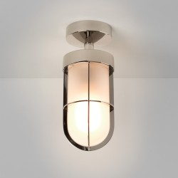 Cabin Semi Flush Ceiling Light in Polished Nickel with Frosted Glass 1 x E27 12W (max) LED, Astro 1368010