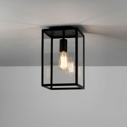 Homefield Ceiling Light in Textured Black with Clear Glass Diffuser IP23 E27 for Exterior Lighting, Astro 1095021