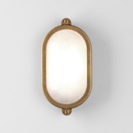 Malibu Coastal Oval Wall/Ceiling Light in Antique Brass IP65 rated ES/E27, Astro 1387002