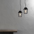 Richmond 200 Pendant Light in Textured Black with Clear Glass Diffuser IP23 E27/ES Dimmable