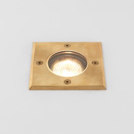 Gramos Coastal Square Ground Light in Natural Brass IP65 rated using 1 x 6W GU10 LED, Astro 1312004