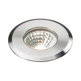 IP65 5W Round Ground Light LED in Stainless Steel 3000K 240lm with 2m Flex Cable, Knightsbridge LDGL5